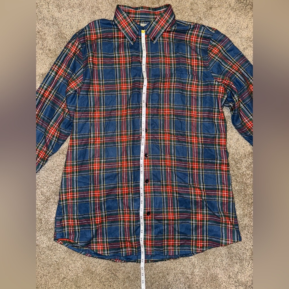 L.L. Bean Blue and Red Plaid Casual Button Down Shirt